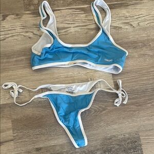 Chooks Blue and White Sporty Bikini Set